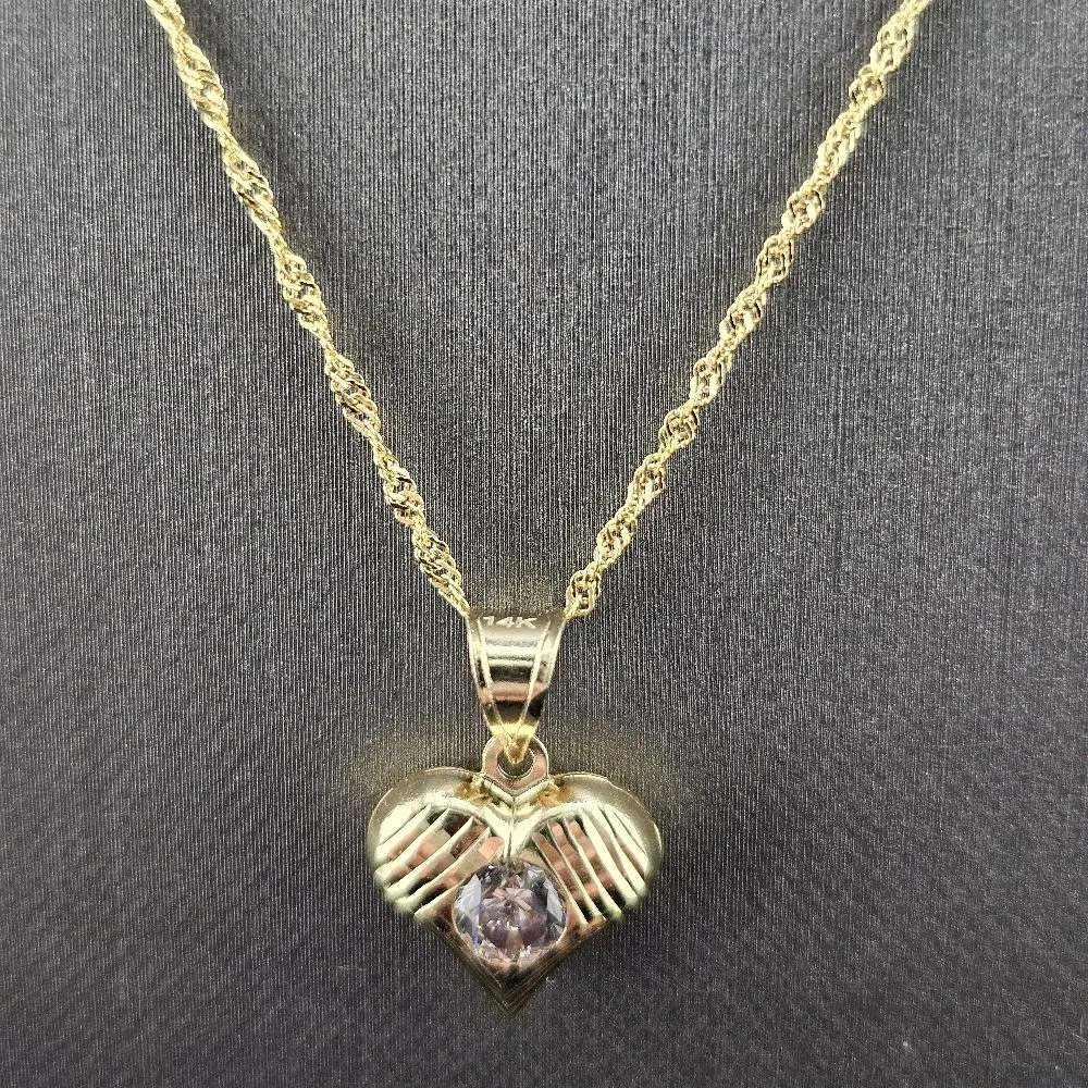 Gold 14k Necklace with Heart Pendant 20-inch for Everyday Wear Gift Idea Elegant Jewelry for Women