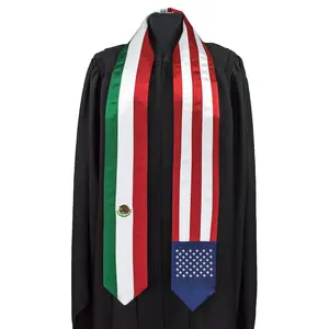 Personalized Two Flag Graduation Stoles, Double Nation Graduation Sash, Class Of 2025 Stoles, Mixed Two Flag Graduation Stoles U005