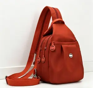 Oxford Cloth Casual Backpack Messenger Bag with Side Pouch Adjustable Strap Zipper Pocket Inner Patch for Secure Storage Multi-Pocket Bag