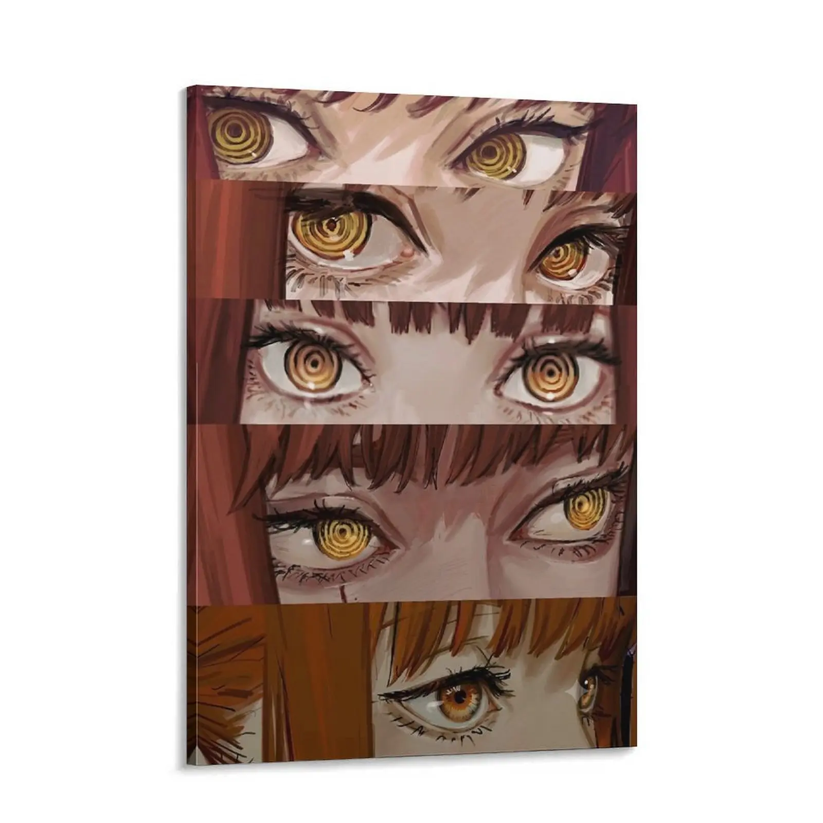 Makima Golden Eyes Aesthetic Canvas Wall Art - Chainsaw Man Multi-Panel Anime Poster, Control Devil Eyes Painting for Gaming Room & Bedroom Decor