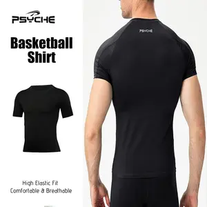 PSYCHE 3 Pack Men's Basketball Compression shirts short sleeve Solid Color Tight Fitting Sports Quick Dry fit Breathable Skin Sportswear for Gym Workout Running