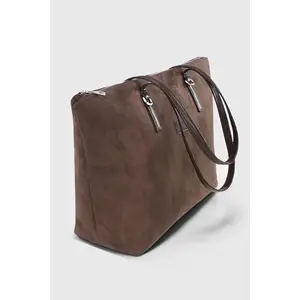 Brown Suede Shopper Bag for Women