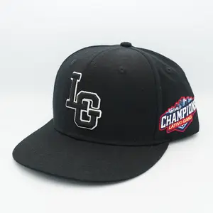 LG Urban Cap - Deep Black with White Embroidered Logo Flat Brim Structured Crown Exclusive Side Patch Street Style Accessory