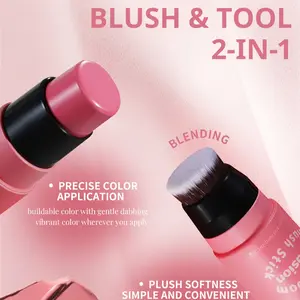 Dual-Ended Blush Stick, Smooth Lightweight Cream Texture, Mixable for Cheeks and Lips, Multi-Functional Long-Lasting Blush