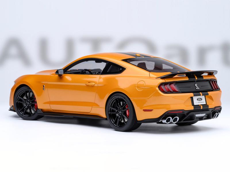 Ford Mustang Shelby GT500 Cyber Orange Metallic with Black Stripes 1/18 Model Car by Autoart