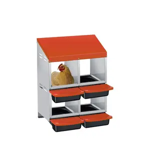 Garvee Chicken Nesting Boxes with Rollout Egg Collection – 4-Compartment Metal Hen Nest Box with Removable Trays, Slanted Roof & Ventilation, Wall Mount or Standing for Backyard Poultry Coop