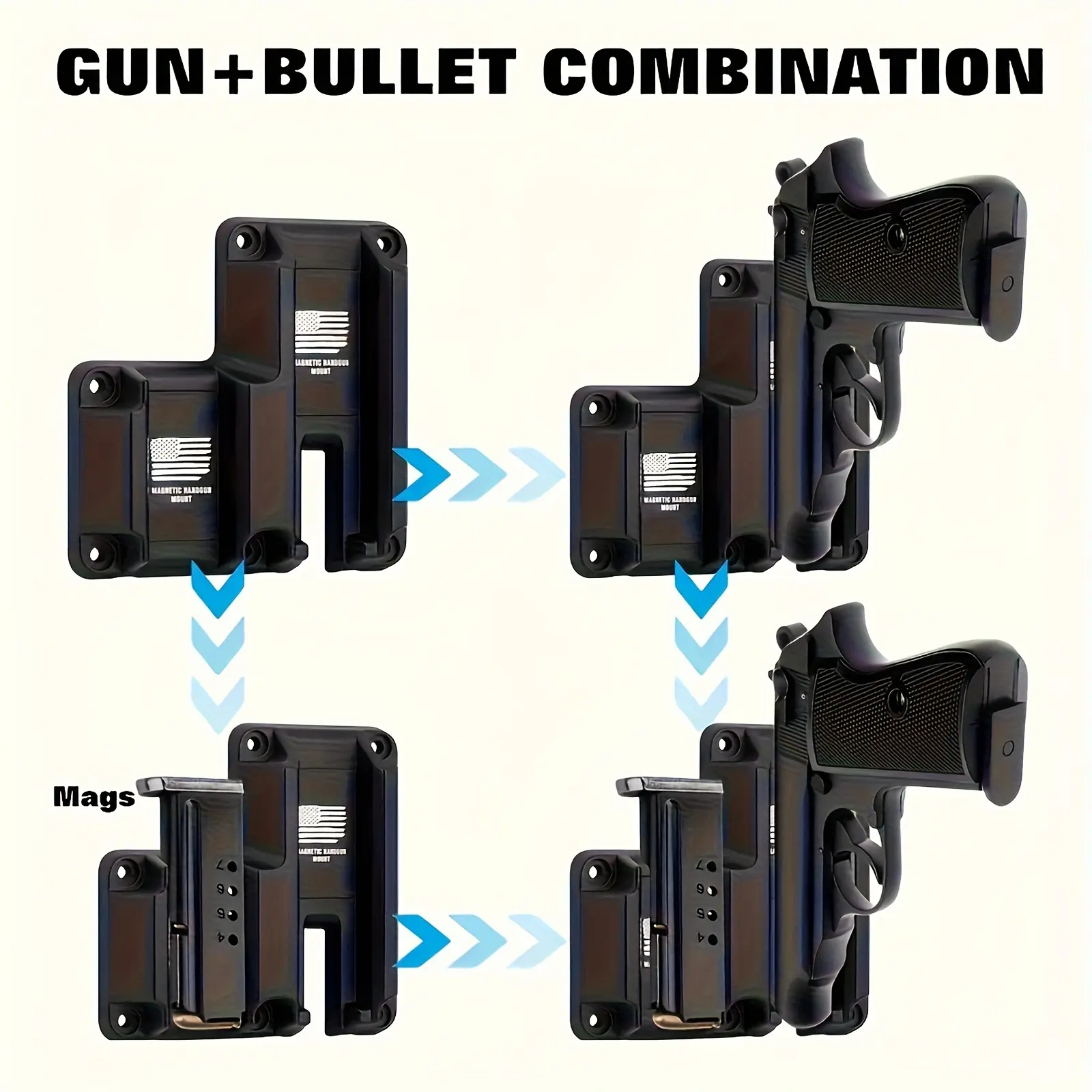 1 Black ABS Magnetic Gun Holder - Suitable for Cars, Homes, Villas, Safes, Wall-Mounted Pistol Mounts| Indoor and Outdoor Gun Accessories