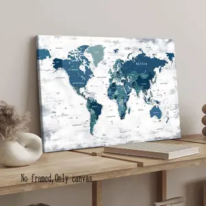 World Map Poster, Unframed, Beautiful Wall Art Decor, Waterproof High-Definition Print, Ideal Gift for Home Decoration, Modern Art Bedroom Poster