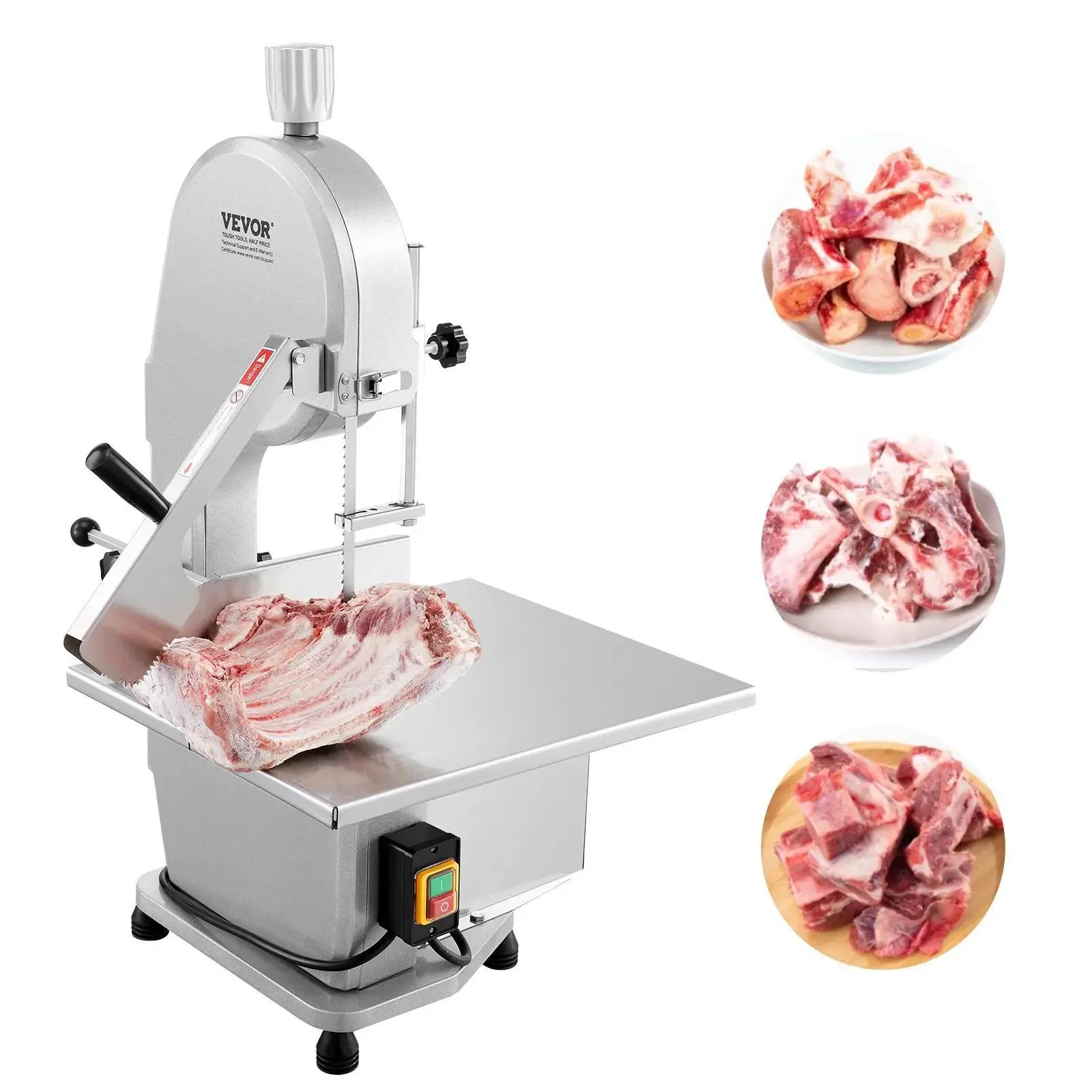 VEVOR 1800W Commercial Stainless Steel Bone Sawing Machine, Meat Cutter Machine with Smooth, Sturdy, Adjustable, Accurate Cutting (Summerfinds), Maximum Cutting Thickness, One-Button Switch