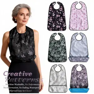 Adult Bib for Elderly and Disabled, Easy Care, Waterproof and Stain Resistant, Optional Food Collector, Unisex Dining Protector, Easy Cleaning Apron