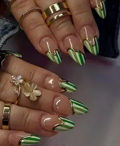 Handmade Press On Nails, Luxury, Almond Round Short Nail