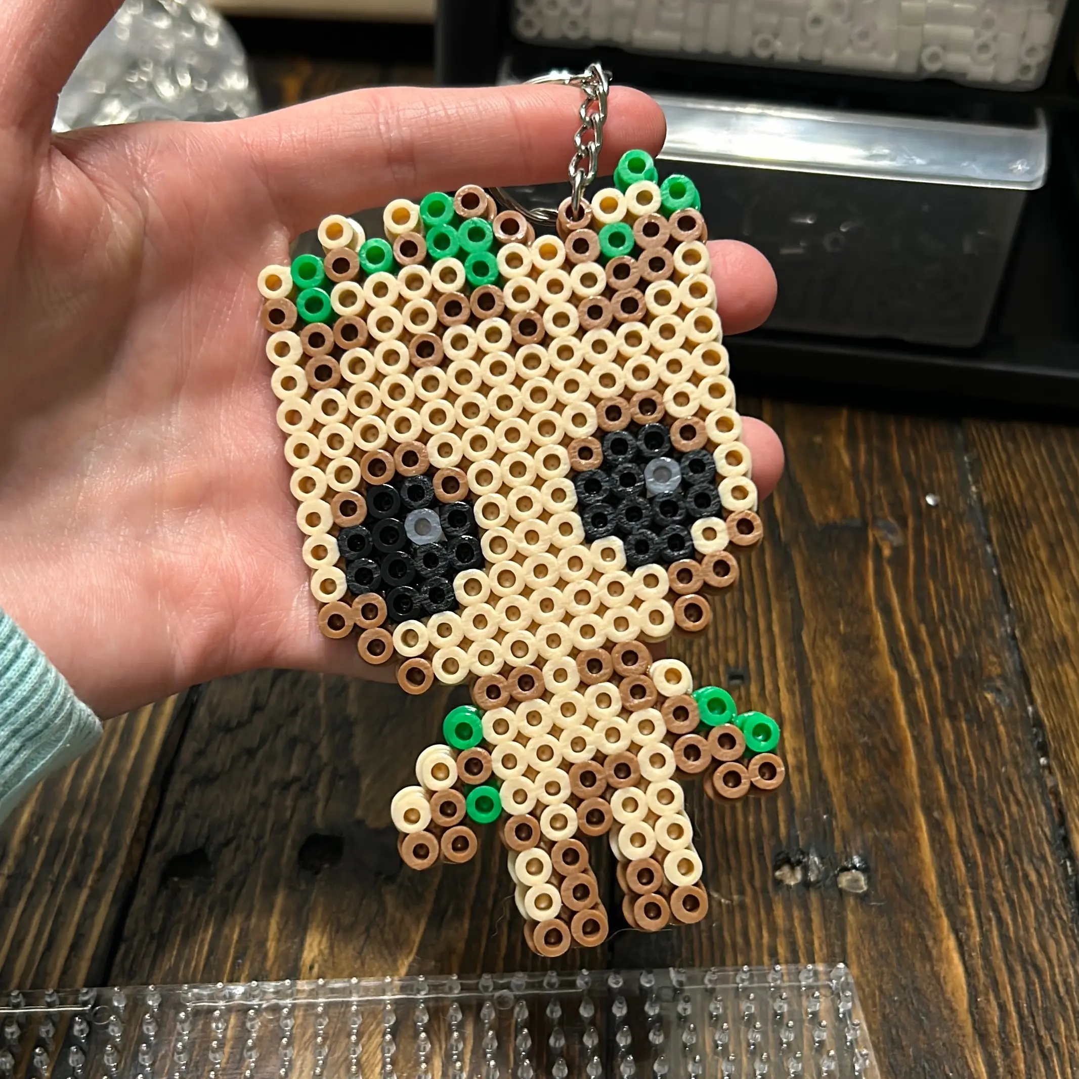 Baby Groot keychain made from perler beads