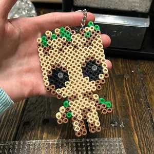 Baby Groot keychain made from perler beads