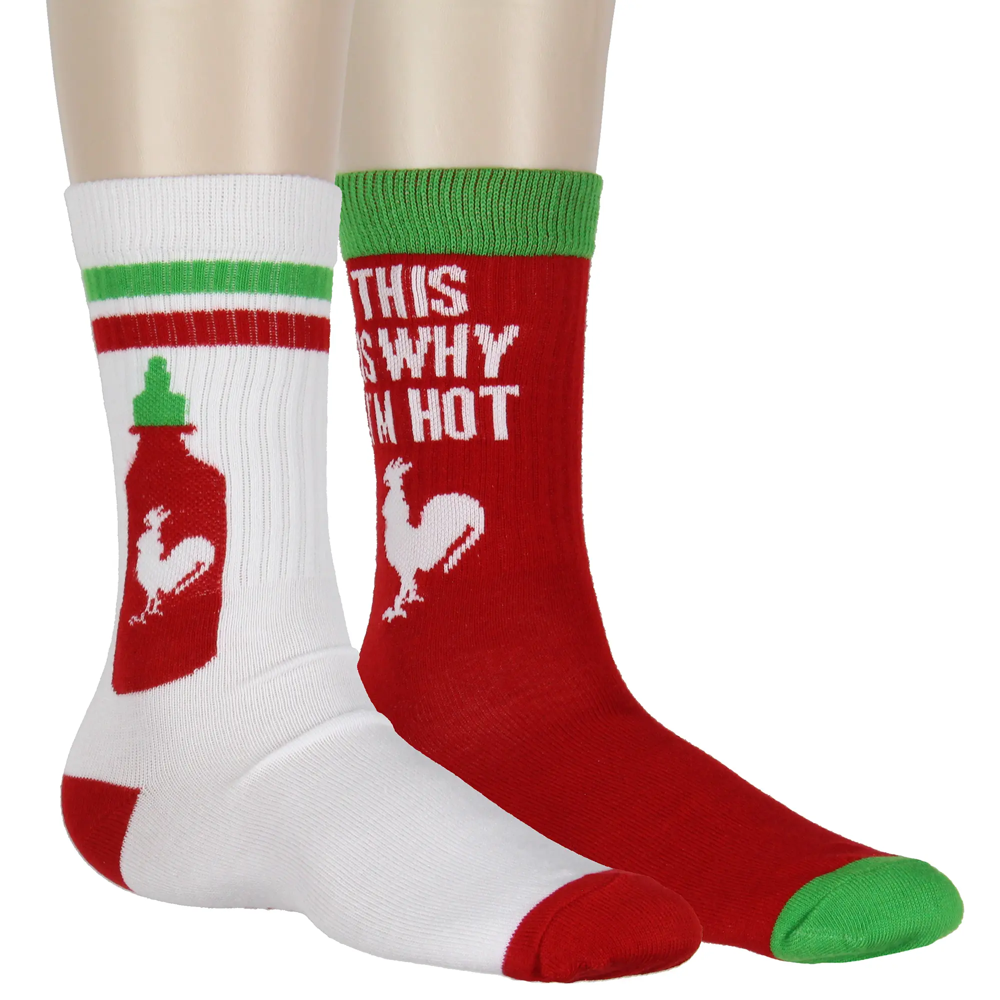 Sriracha Men's Socks This Is Why I'm Hot Chili Sauce Design 2 Pairs Adult Mid-Calf Crew Socks Shoe Size 8-12, Bottle, Fabric, Menswear