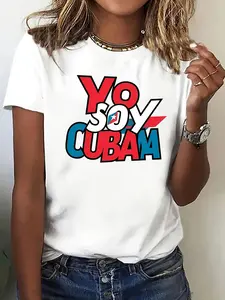 Wo _Yo Soy Cubam_ Print T-Shirt - Vibrant Cuban Sl
