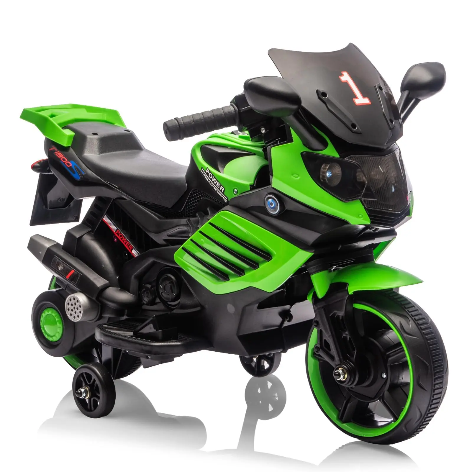 6V Battery-Powered Toddler Ride-On Motorcycle, ASTM & CPSIA Certified, Durable EVA Tires, Training Wheels, Working Headlight, Horn, Easy 1-Touch Start, Realistic Engine Sounds, Suitable for Dusk Play