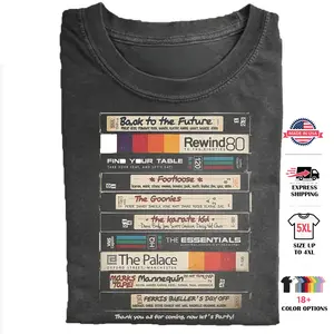 Vintage 80s Movie Cassette Tapes Graphic Tee Back To The Future Comfort Color Tee Ring Spun Cotton Casual Soft Washed T-Shirt Trendy Tops