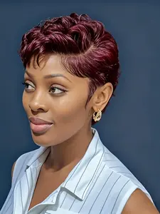 Women's 13x4 Lace Front Human Hair Wig, Glueless Lace Frontal, Pre-Plucked Hairline, Natural 99j Color, Layered Short Bob Curly Wig, Glueless Wigs