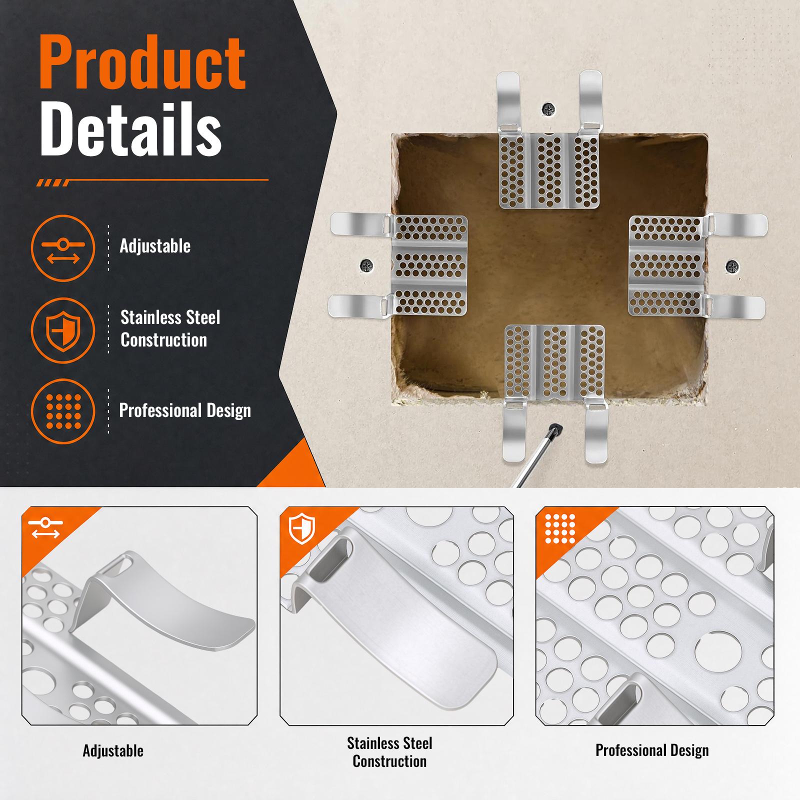 GJANSH Easy-to-Install 1/2-Inch Drywall Clips,Drywall Repair Tools, Professional Wall Hole Repair Kit and Drywall, Sturdy Metal-Backed Clips with Screws for Home Renovation, detail 1
