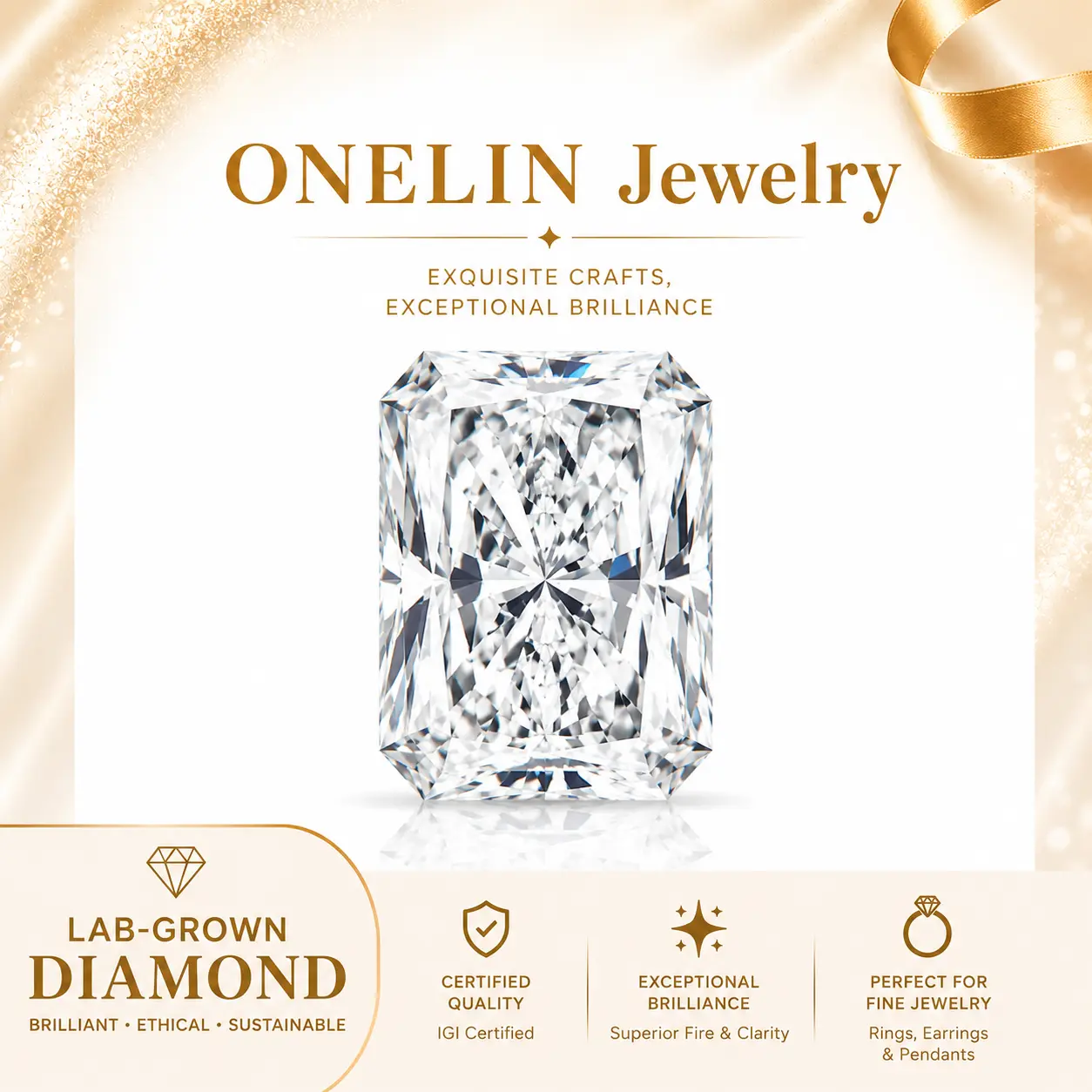 IGI Certified Radiant Lab-Grown Diamond - 3.03 Carats - F Color - VS 1 - LG763604043