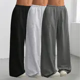 [Solid Color] 1/2/3 Pcs 1/2/3 Pack Oversized Sports Pants Loose Lounge Pants Black & Gray Pants Streetwear Pants Women Outfits Casual Pants Daily Wear Pants Womenswear Trouser