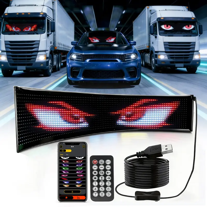 RAZEN PRO-RGB Devil Eyes LED Light Bar for Trucks - Bluetooth-Controlled, Customizable, IP65 Waterproof Automotive Decorative Light for Night Driving, Party Use, Led Eyes For Car Windshield, Led Car Lights