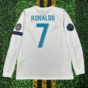 2017 2018 Home White No.7 Ronaldo Long Sleeved Soccer Jersey