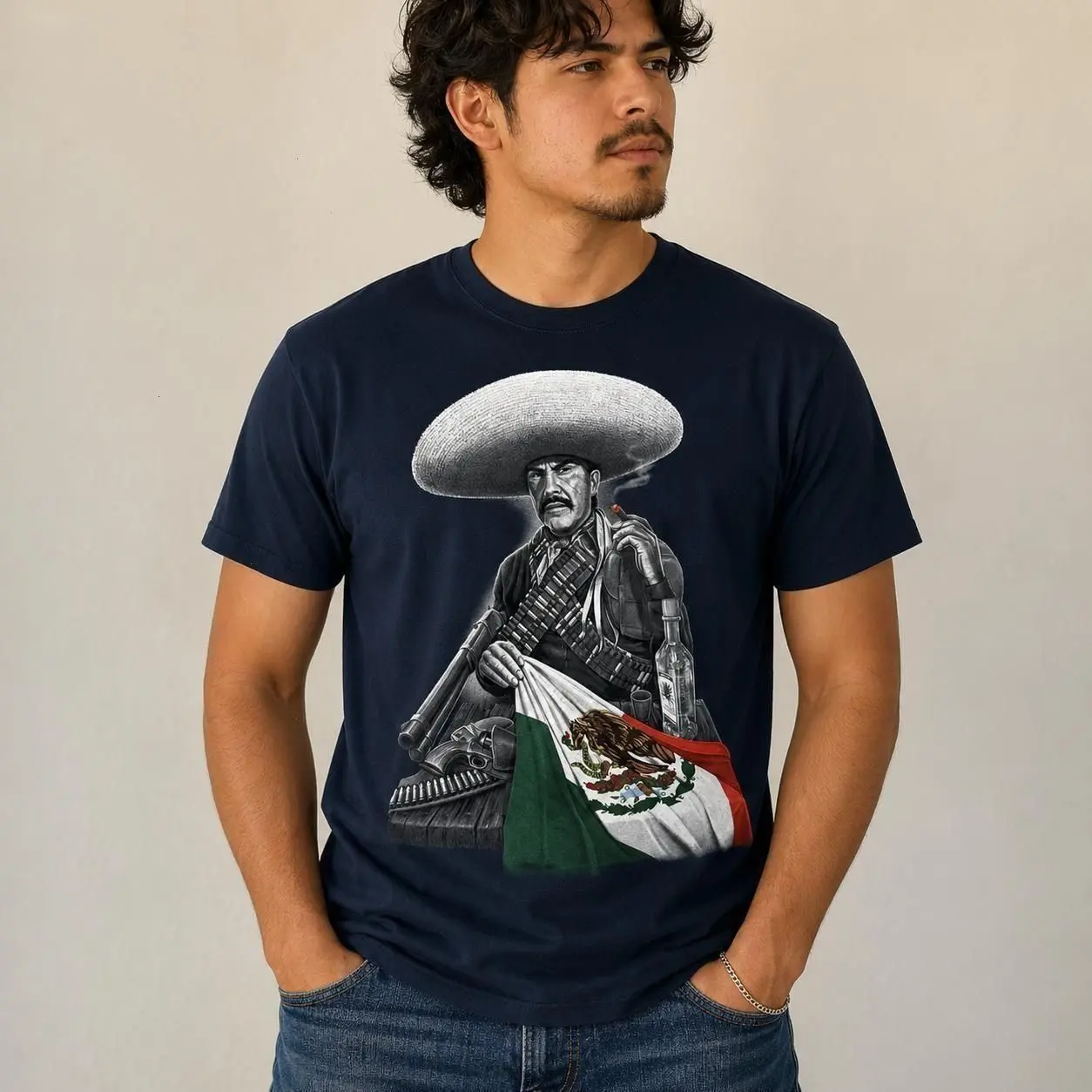 Mexican Revolutionary Shirt, Vintage Mexico Flag T-Shirt, Sombrero Warrior Graphic Tee, Patriotic Mexican Pride Shirt, Gift For Men Women