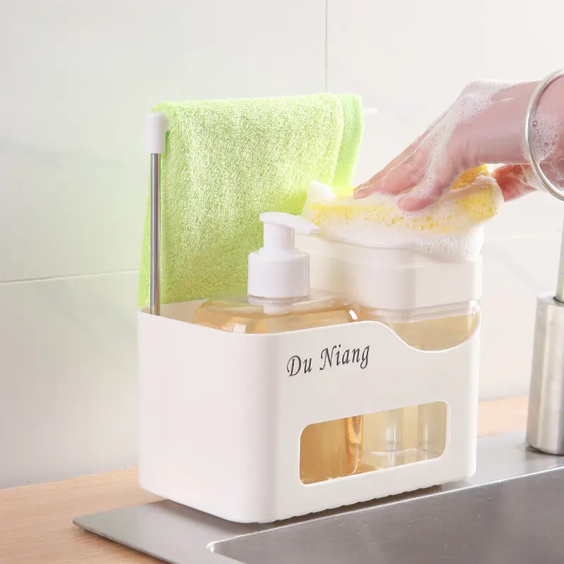 New Arrival Hand Wash, Dishwashing Liquid, Soap Dispenser, Towel Rack Set - Multi-functional, No Installation, Detachable Kitchen Use, Soap Container, Soap Canister