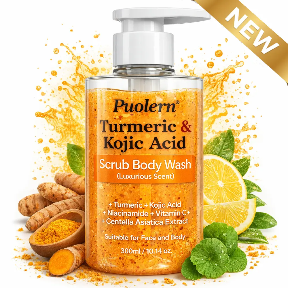 [NEW] Turmeric Kojic Acid Body Wash, Exfoliating Scrub Cleanser for Face and Body, with Niacinamide, Vitamin C & Centella, Hydrating Daily Wash, 300ml
