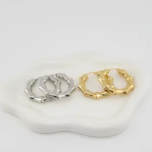 FWJ - STAINLESS STEEL JEWELRY-BAMBOO HOOPS
