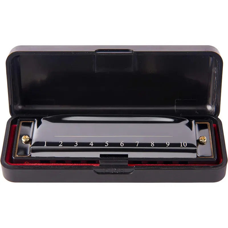 Harmonica 10 Holes 20 Tunes Mouth Organ Blues Deluxe Harmonica, Key of C for Beginner, Adults,  , Black