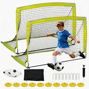 2-Pack Portable 6x4ft Soccer Goal Bounce Back Net – Pop Up Football Training Equipment with Ball, Pump, Cones & Bag for Kids & Adults Backyard Practice, Outdoor Games
