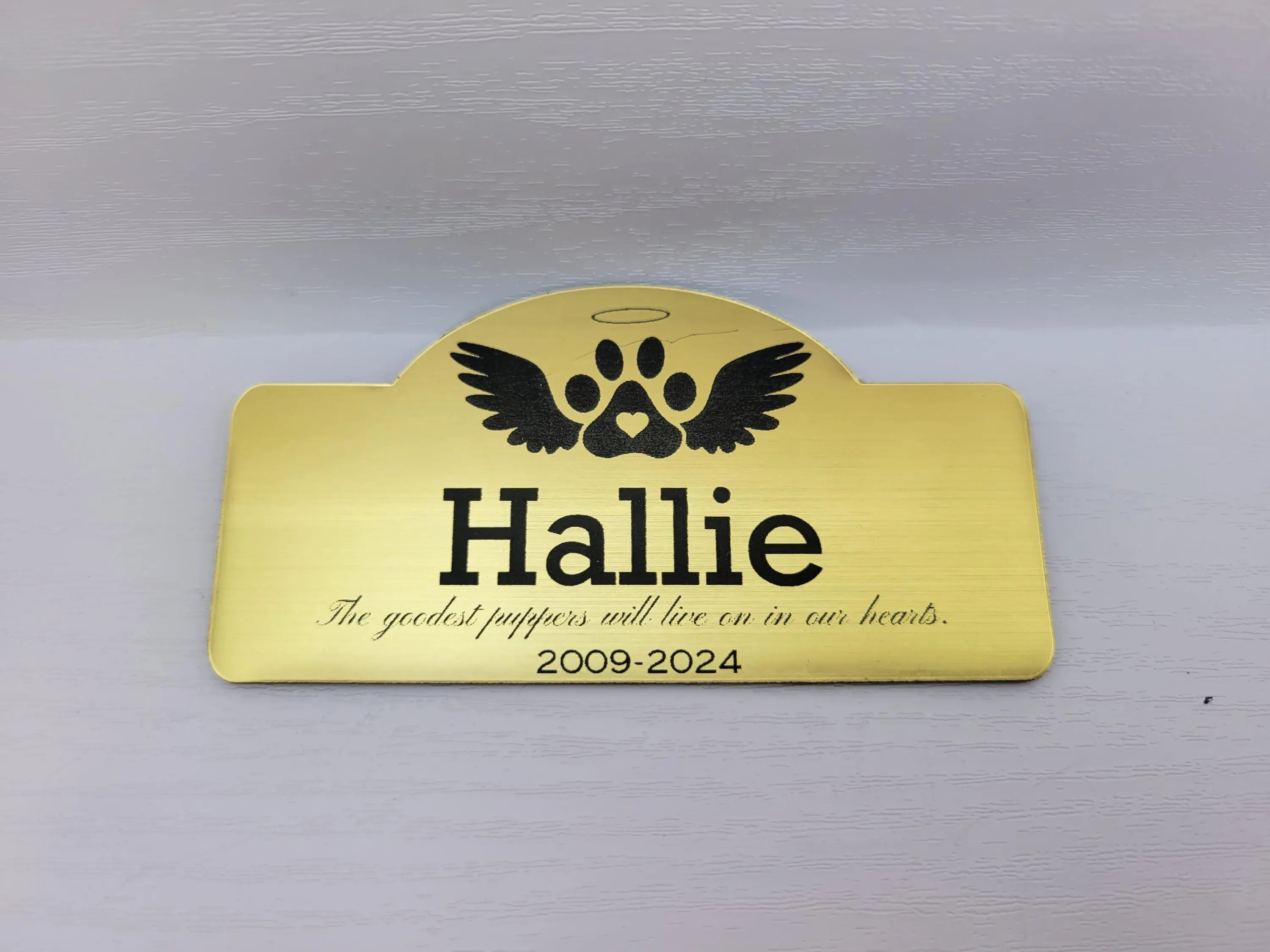 Custom Pet Memorial Name Tag | Engraved Brass Pet Loss Gift | Personalized Metal Plaque for Urn, Picture Frame, Keepsake Box