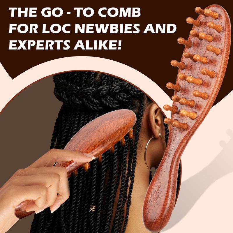 Loc Brush for Dreads, Comfortable Massage Comb, Scraping Massage Tools Wide Tooth Comb, Elegant Wood, Comfortable to Hold