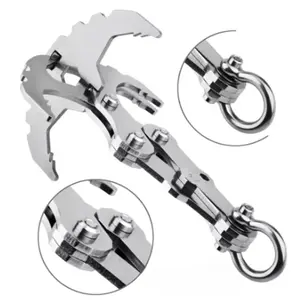 Folding Gravity Grab Hook Outdoor Rock Climbing Rescue Claw Survival Mountaineering Hook Tool Multifunctional Stainless Steel