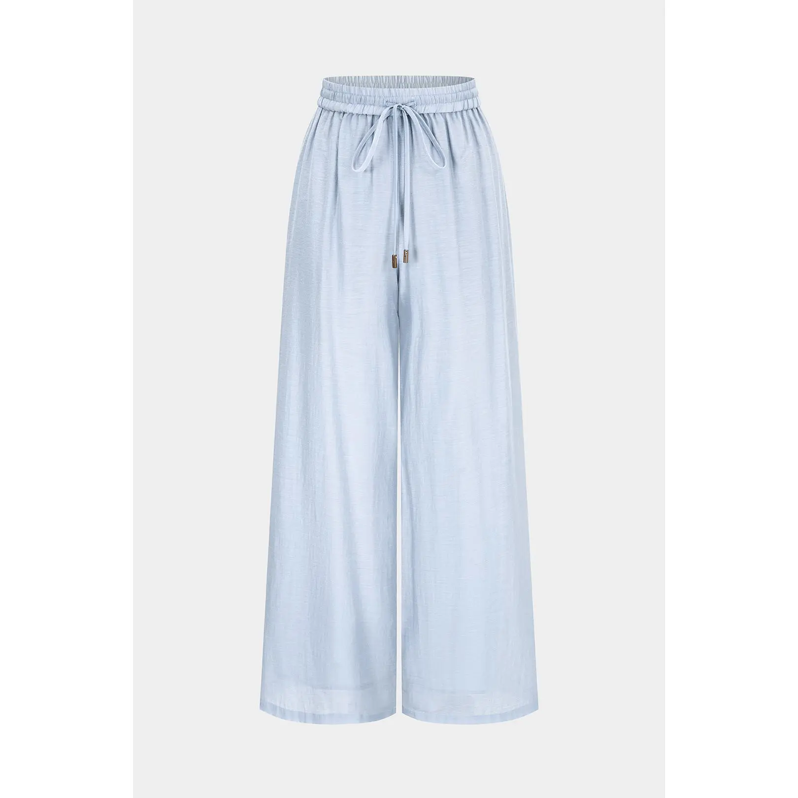 Solid Drawstring Wide Leg Pants