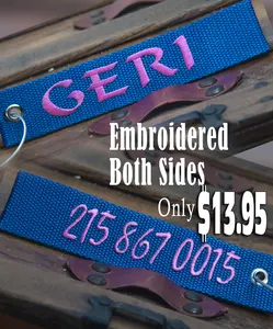 Personalized Embroidered Double Sided Luggage Tags Bag Tag for Luggage Backpack Gym Bag Camera Bag - Heavy Duty Webbing UV Water Resistant with Screw Lock Cable Ring