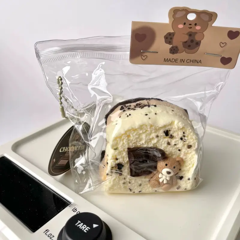 【Buy 3 Get 1 Free】Handmade Food-Grade Silicone Slow-Rise Squishies Toys, Triple-Layer Chocolate Mini Toast with Thick Creamy Slime Texture, Non-Toxic Relieve Tension Fidget Item for 10-12 Years Kids with Anxiety, Paw-Shape Learning Support Add-On