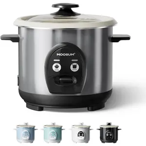 Electric rice cooker with one touch for asian japanese sushi rice 3cup uncooked6cup cooked fastconvenient cooker with ceramic nonstick inner pot stainless steel housing and auto warmer silver