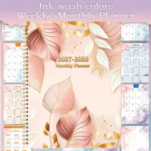A5 Size Planner Notebook Flexible Cover 5.5x8.3 Inches Grid Bullet Journal Daily Schedule Goal Tracking Note Taking for Office School Supplies