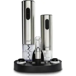 Ivation Electric Wine Gift Set – Includes Bottle Opener, Aerator, Vacuum Preserver, Stoppers, Foil Cutter & Charging Base