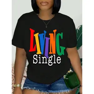 Living Single Graphic Cotton T-Shirt - Bright Colored Lettering, 100% Cotton, Unisex, Relaxed Fit, No Fading, Cracking, or Peeling, Made in 1-3 Days, Shipped in 3-6 Business Days