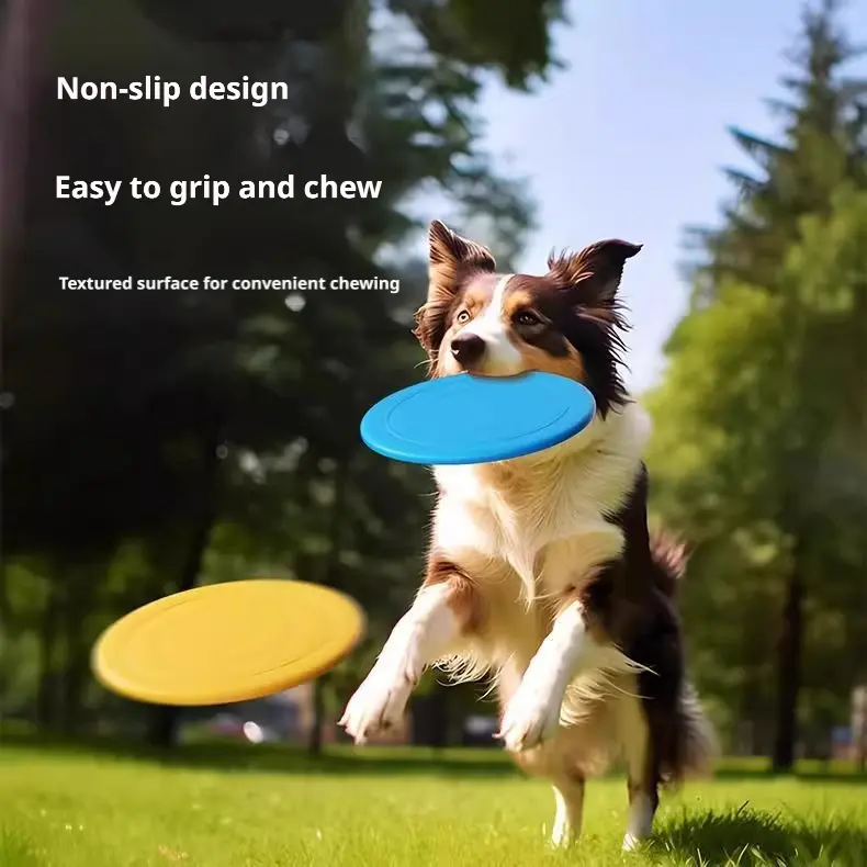 Chew-Resistant Soft Rubber Dog Flying Disc - Outdoor Play Training Frisbee for Border Collie, Golden Retriever
