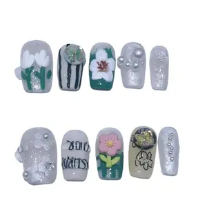 M13 Summer flowers cartoon cute hand-painted removable press on nails nina poole press nails