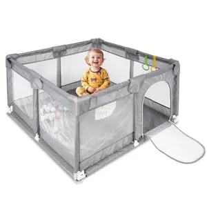 Sturdy Breathable Baby Playpen,Fabric children's game fence 50 x 50 Inch Play Pen Playards, Playpen for Babies and Toddlers, Baby Playard for Indoor & Outdoor Active Center Game Fence, with Skin-Friendly Fabric and Soft Breathable Mesh