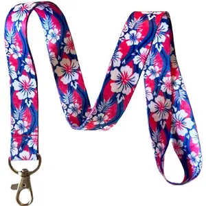 Execucat Lanyard - Hawaiian Hibiscus ID Badge Holder & Keychain