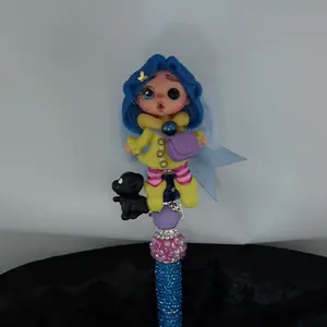 Coraline Clay Doll on Rhinestone Beaded Pen