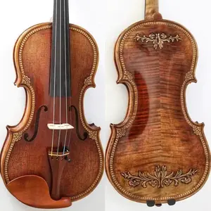 D Z Strad Violin - Model 511 - Royal Violin with Handcrafted Scroll and Floral Carvings
