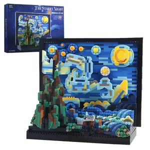 The Starry Night Building Blocks Set Van Gogh Famous Painting 3D Art Model Kit Creative Wall Art Display Toy for Adults & Teens